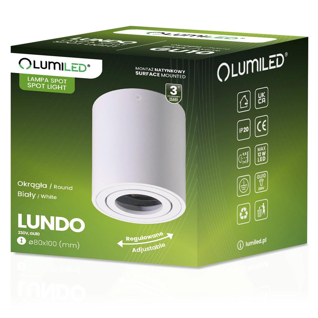 Surface-Mounted Halogen Spot Tube Movable Luminaire Lundo Gu10 Round White 80Mm