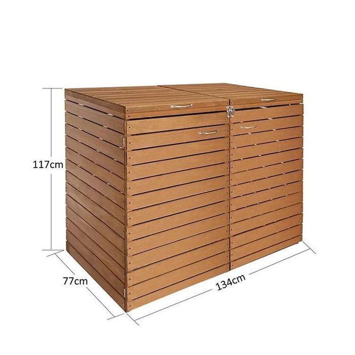 Cache-poubelles - Divit MB3 - Lot de 2 pour bacs 240 L - Bois imperméable - Portes verrouillables