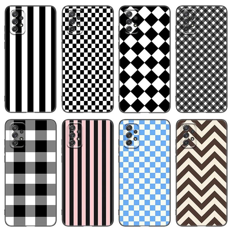 Черный белый клетчатый чехол Zebra для Samsung A04 A21 A30 A50 A52 S A13 A14 A22 A23 A32 A53 A73 5G A11 A12 A31 A33 A51 A70 A71 A72