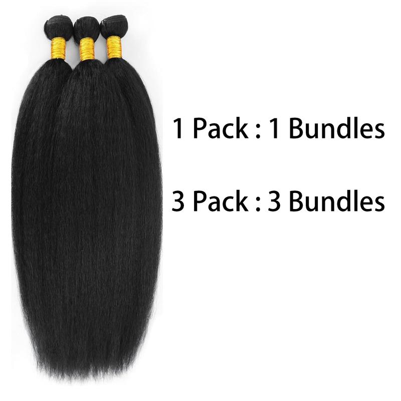 Kinky Straight Bundles 14/16/18 Inch Yaki Straight Bundles Kinkystraight BundlesVirgin For Black Women Black Synthetic