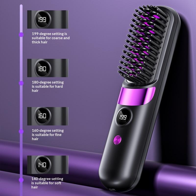 Convenient Cordless Hair Straightener Brush with LCD for Home or Travel Styling Anytime Anywhere