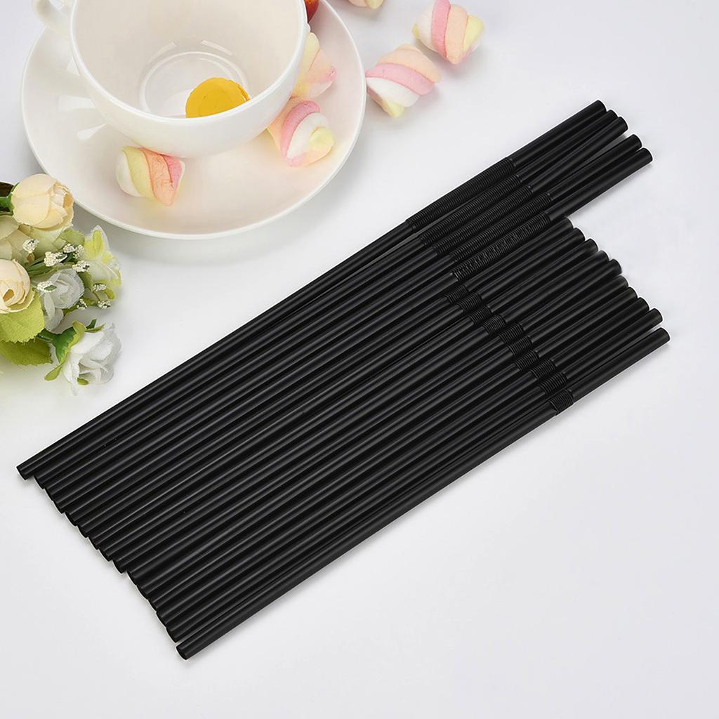 200Pcs Disposable Black Elbow Food-grade PP Material Straws Juice Drink Milk Tea Straws