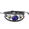 Unisex Snap Bracelet Weaving Fashion 12 Constellation Bead Leather Charm Couple Bangles Gifts