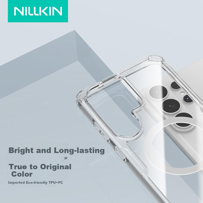 Magnetic Transparent Full-Cover Airbag Shockproof Ultra-Thin Case with Raised Lens for Samsung S26 Ultra, Hard with Soft Edges, Natural Pro White