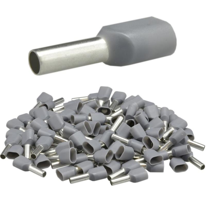 Końcówka Tulejkowa Izolowana Podwójna 2X4.0/12 Szara (100 Szt.)