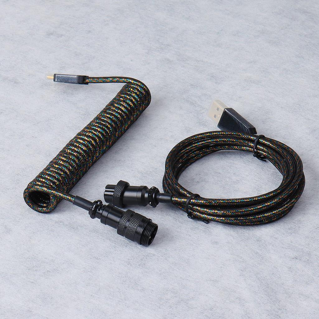 GX16 Coiled Keyboard Cable Type C Metal USB Coiled Cable for USB Keyboard