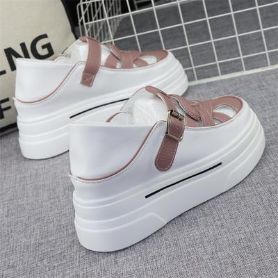 Модные 8 см кожаные женские сандалии с пряжками, летние модные кеды на платформе и танкетке, удобная женская обувь