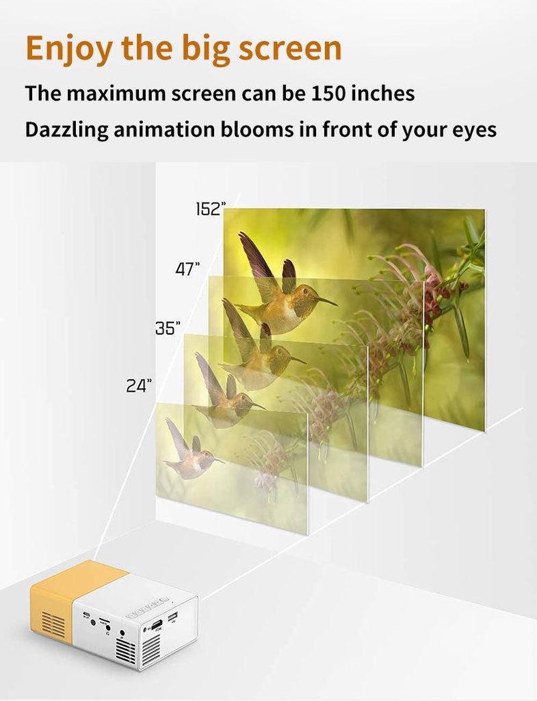 HD Мини-портативный проектор YG300 - Компактный кинотеатр для использования в помещении/на улице