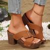 Sandal of Women British Style Rome Shoe Comfy Soft High Heels Summer Sandalias Metal Buckle Casual Slipper Wedge Platform Sandal