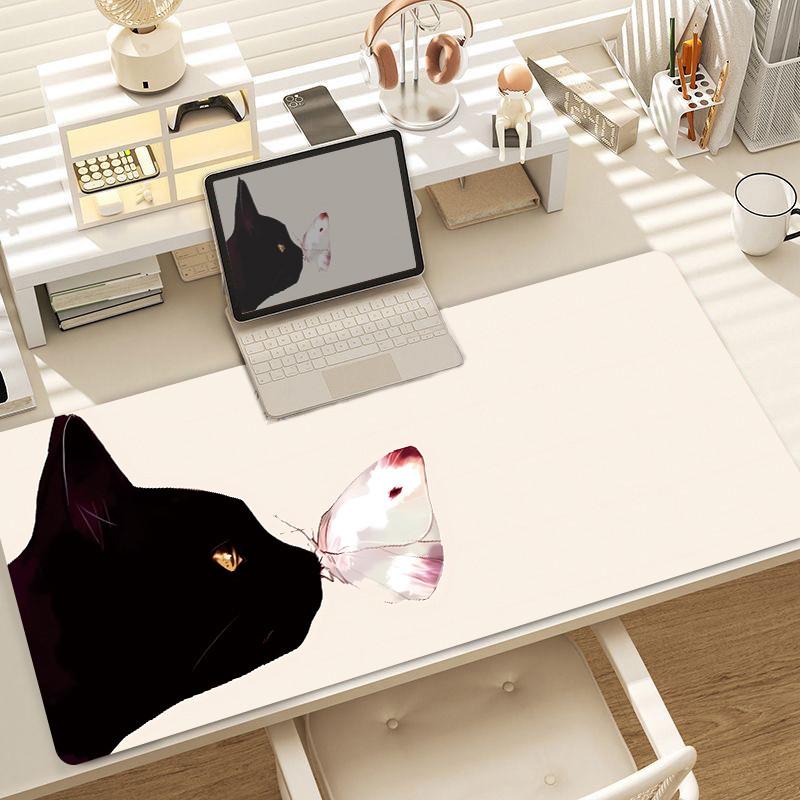 Кошка Кавайи Коврик для мыши Большой Милая Девушка Клавиатура для ноутбука Коврик с мультяшным запирающим краем Подставка под запястье На заказ