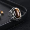 Silver Rings Natural 11X17MM Oval Tiger Eye Ring for Women Men Gift Vintage Large Ring Fine Jewelry