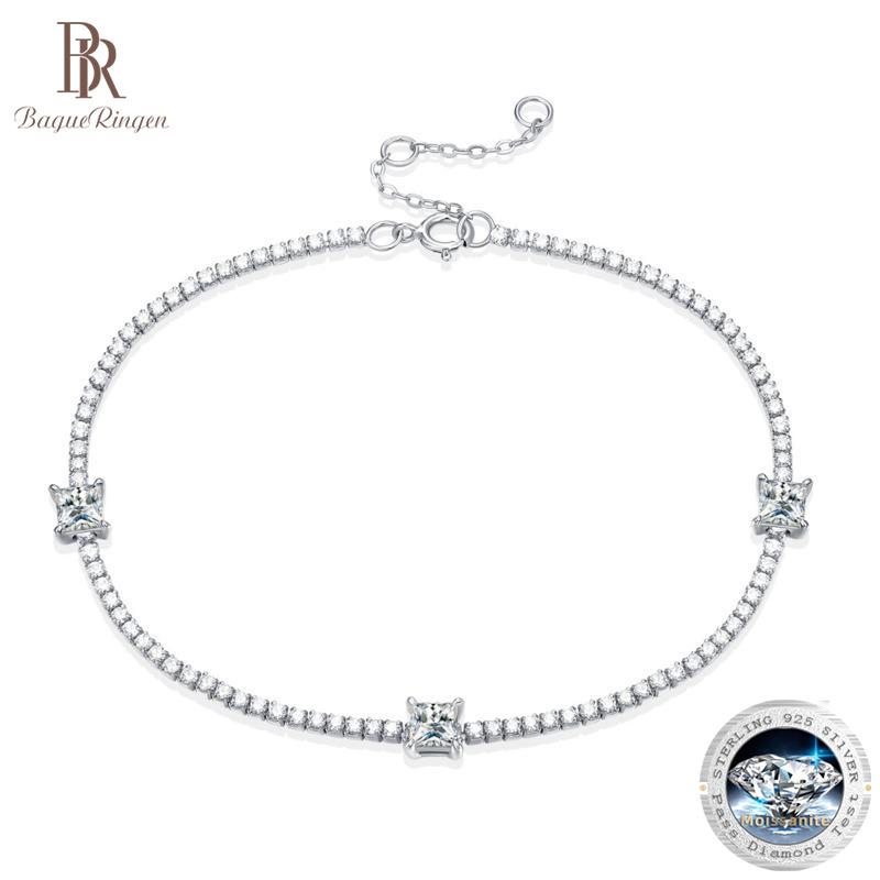 Bague Ringen Квадратный браслет из муассанита S925 с инкрустацией из серебра 0,5 карата, женские модные украшения ручной работы Mengying Star, новая серия