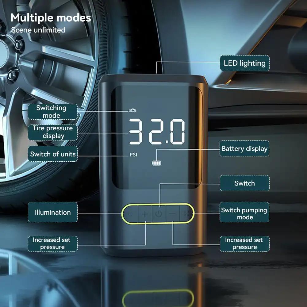 Насос-инфлятор для автомобиля 150 фунтов на квадратный дюйм, портативный электрический насос-компрессор, насос с цифровым дисплеем для мотоциклов, велосипедов, мячей и зарядное устройство для телефона