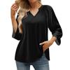 Women's Summer Casual 3/4 Sleeve T-Shirt Solid V Neck Pullover Top