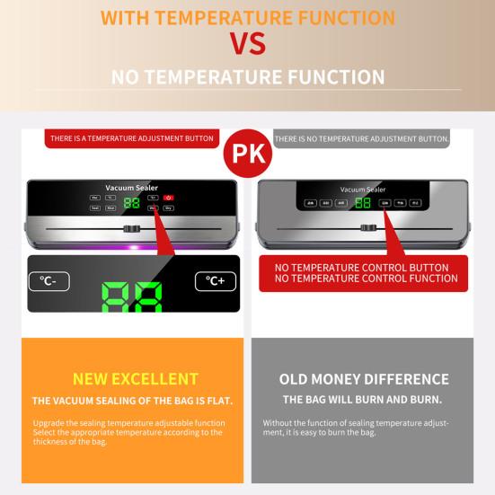 Электрический вакуумный упаковщик с регулируемой температурой запайки, встроенным резаком, портативный запайщик для пищевых продуктов, сенсорный запайщик пакетов для кухни, домашнего использования