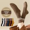 Женская мода весна-осень Новые студенческие носки-гольфы с двумя полосками