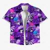 Vacation Style Coconut Tree Printed Short Sleeve Shirt, Loose Lapel Fake Two-Piece Design, Casual Breathable Outfit for Daily Wear and Beach Trips