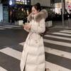 Long Winter Down Jacket Women Fashion Luxury Over The Knee Hair Collar