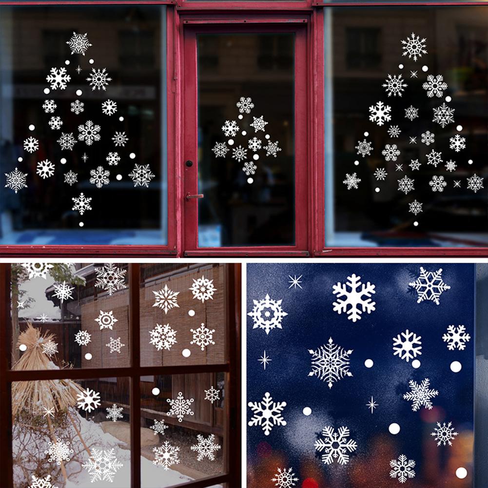155pcs/9sheets Christmas Snowflake Window Decal Stickers Christmas Window Decorations Ornaments