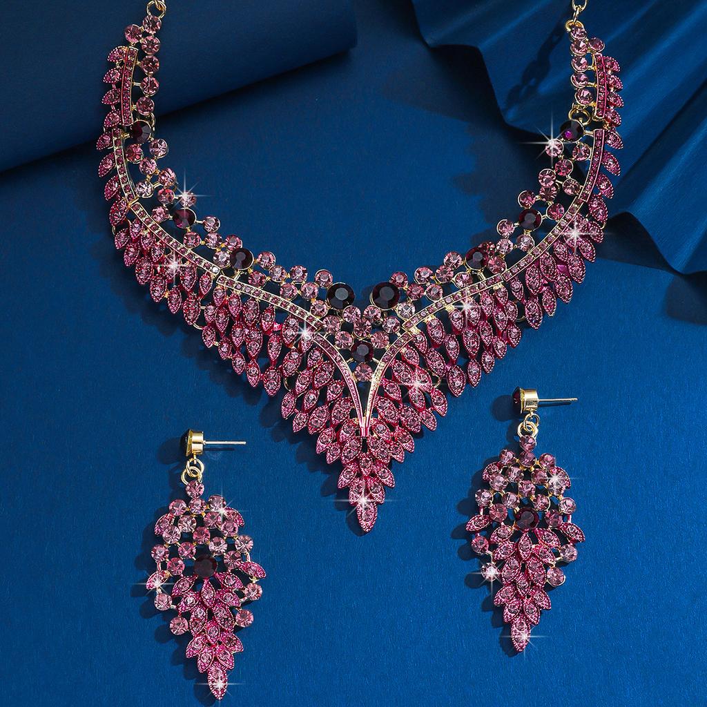 Серьги из сплава с золотым покрытием, ожерелье, преувеличенные винтажные аксессуары, набор для платья, ювелирные изделия с бриллиантами