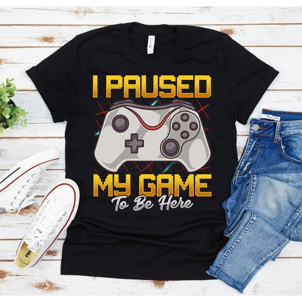 I Paused My Game To Be Here Funny Gamer T Shirt Gaming for Unisex Boys vintage Washed Slightly designer clothes graphic