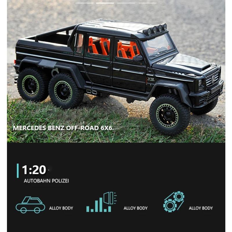 1/20 Benz G63 6X6 OFF-ROAD литая игрушечная модель автомобиля со звуком и светом детские игрушки коллекционные предметы подарок на день рождения