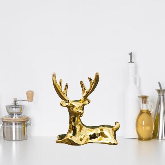 2 шт. винтажный золотой олень орнамент цинковый сплав роскошный лежащий стоячий олень фигурка статуя скульптура настольное украшение дети взрослые