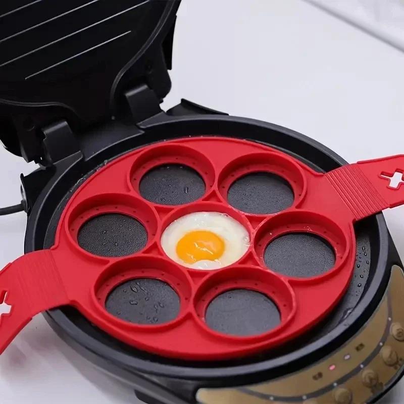 Silicone 7 Hole Circular Frying Pan Breakfast Pancake Mold DIY Baking Tool