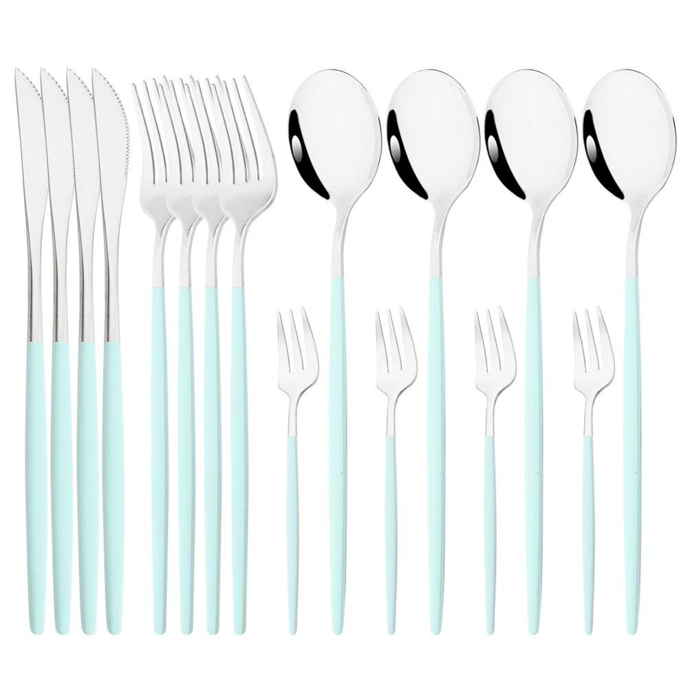 16 Pcs Mirror Black Gold Stainless Steel Cutlery Set Christmas Tableware Dinnerware Set Knife Spoons Cake Fork Home Silverware