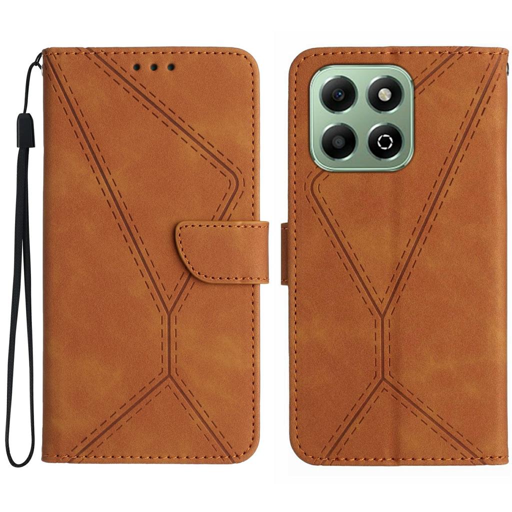 HT05 For Honor X7c 4G/200 Smart 5G Case Skin-Touch Lines PU Leather Flip Phone Cover