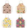 Kitchen Linen Apron Summer Orange Lemon Print Fruit Pattern Parent-child Sleeveless Apron Kitchen Cooking Home Cleaning Apron
