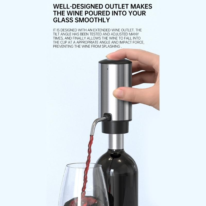 Stainless Steel Wine Dispenser for Convenient and Precise Pouring Rechargeable Wine Aerator Automatic Wine Pourer