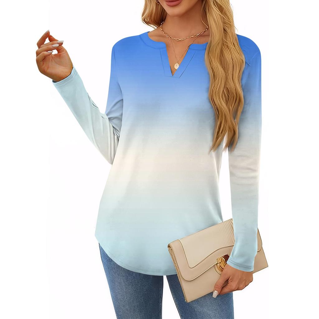 Women's T Shirt Tee Print Long Sleeve Daily Weekend Fashion Basic V Neck Regular Top