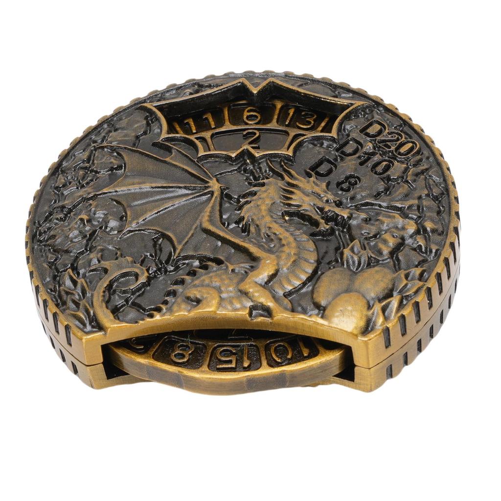 7 In 1 Metal Spinner Dice Rotatable Zinc Alloy Tabletop Role Playing Game Replacement Antique Brass