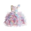 Miipat Rainbow Party Dress with Sequins and Perfect for Formal and Size Kids' Dress, Off-the-Shoulder Ribbons, Occasions, Recitals, Birthdays,