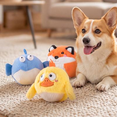 Игрушка для питомца Мультяшный цыпленок Дельфин Лиса Дизайн Поющая игрушка для питомца Интерактивные режимы пения и танцев Непредсказуемые прыжки Плюшевый мяч