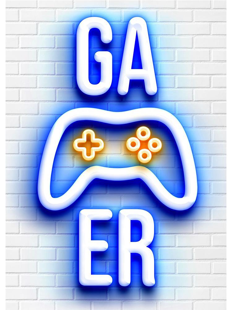 Игровые неоновые белые постеры, холст, картина, видеоигра, настенная художественная картина для игровой комнаты, геймера, мальчика, спальни, домашний декор, без светодиода