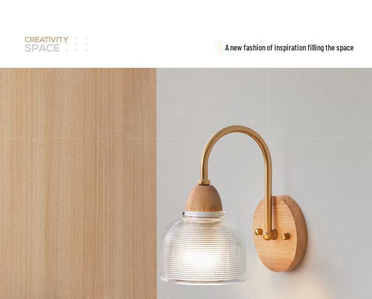 Solid Wood Pull Cord Wall Lamp - Bedside, Corridor, or Study Cream Lamp