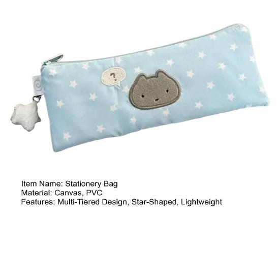 Студенческая сумка для канцелярских принадлежностей с узором «звезды», многоярусная конструкция, застежка-молния, экологичный органайзер для стола, школьные принадлежности