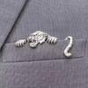Vintage Crocodile Tiger Shaped Engraved Men's Suit Lapel Pin Classic Formal Accessory Pins For Men Suits