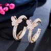 Same High-End Light Luxury Zircon Butterfly C-Shaped Earrings, Earrings, Stud Earrings, Three-Dimensional Jewelry.
