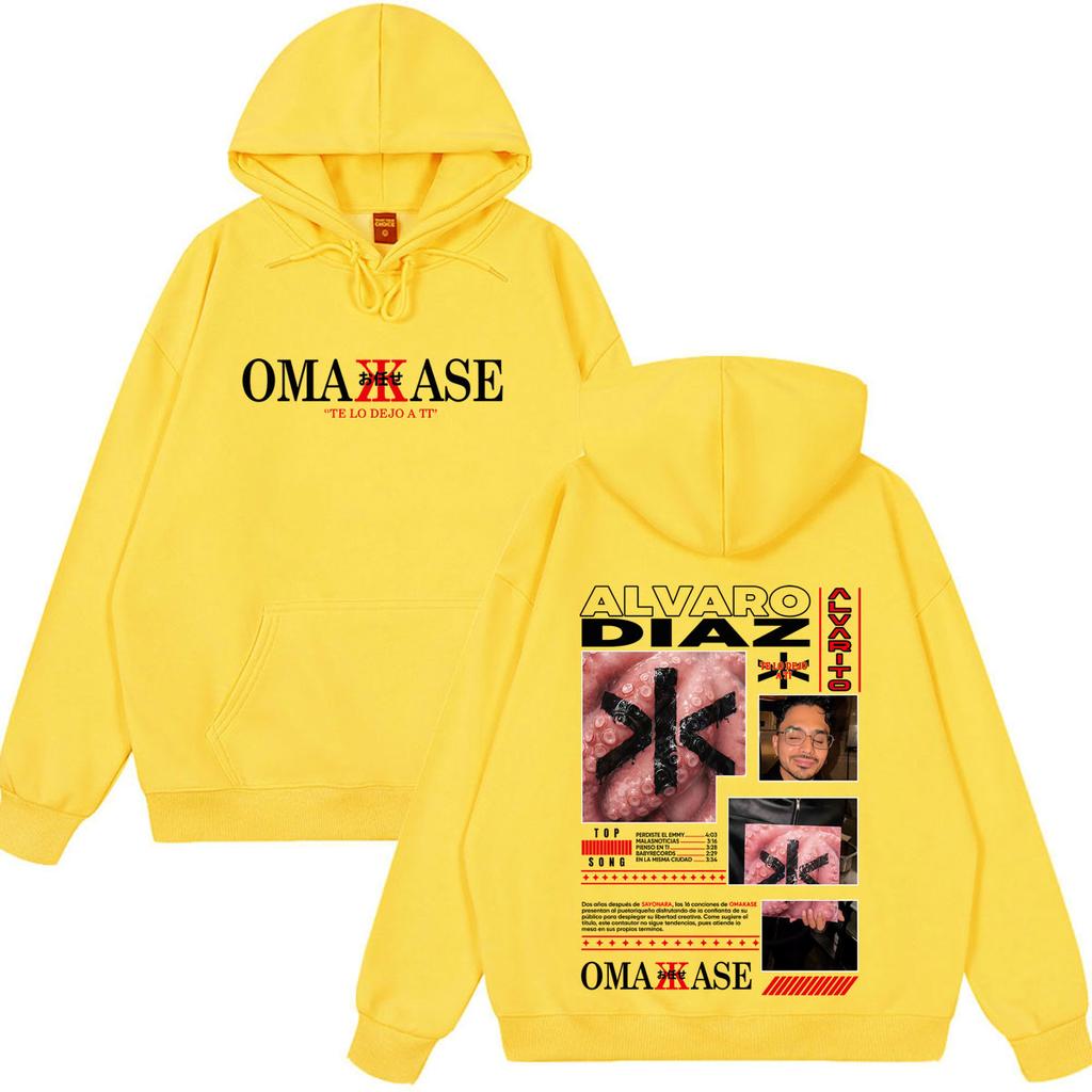 Худи с принтом Alvaro Diaz Omakase Album Tour Мужчины Женщины Хип-Хоп Свитшоты Длинный рукав Повседневный Свободный Готический Панк Пуловер