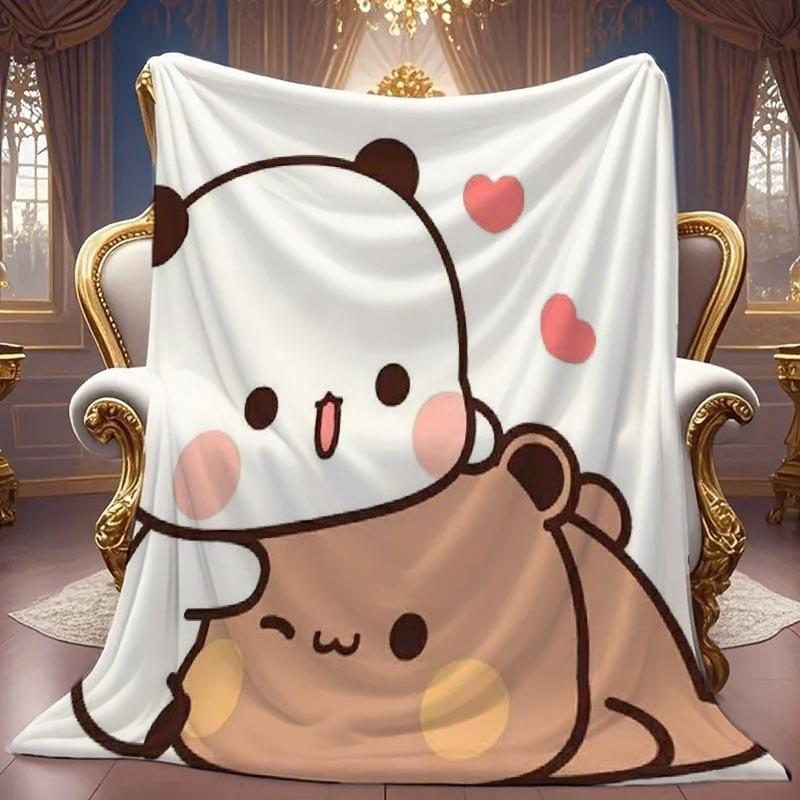 Bubu Dudu Love-Themed Flannel Blanket - Suitable for Sofas, Beds, Travel, Camping, Offices, Made of Flannel Fabric