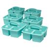Plastic Desktop Organizer Caddy with Handle Craft Supplies Hobby Storage Multi Compartment Portable Clean Up Solution 6-Pack