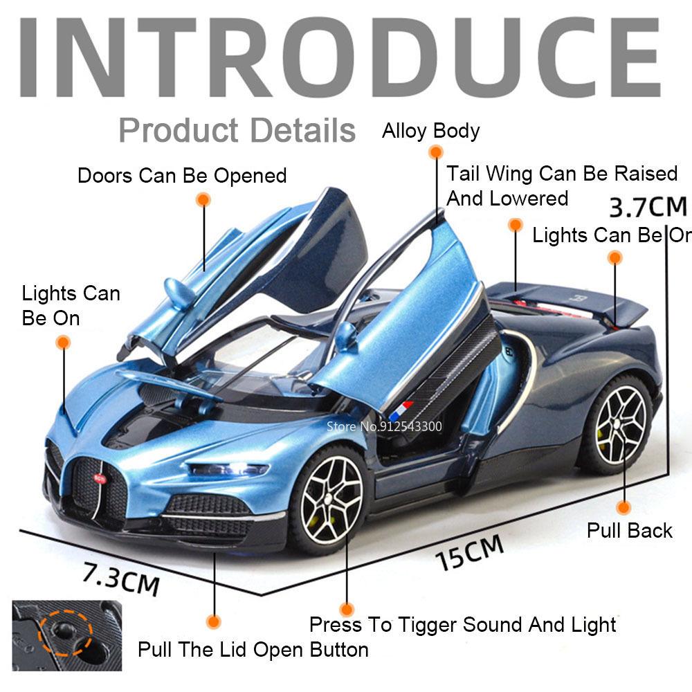 1:32 La Voiture Noire Tourbillon Model Car Toy Adjustable Rear Spoiler Exquisite Interior Details Vehicles for Adult Collection