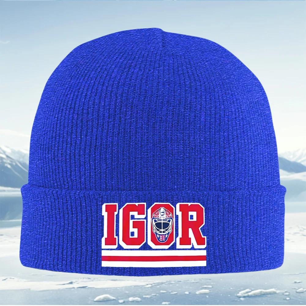 Hockey goalie face mask number logo Unisex Women Unisex Knitted Hat Beanie Pullover Cap Winter Thermal Warm Christmas Outdoor