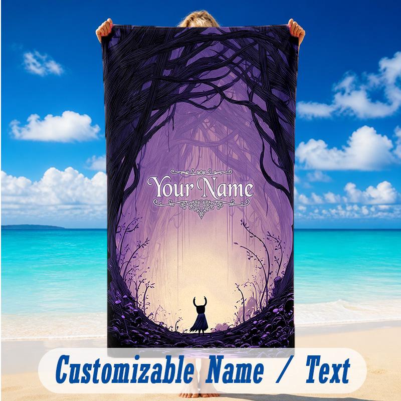 Beach Towel Custom Name Text, Quick Dry Large Towel For Beach HomeHollow Knight