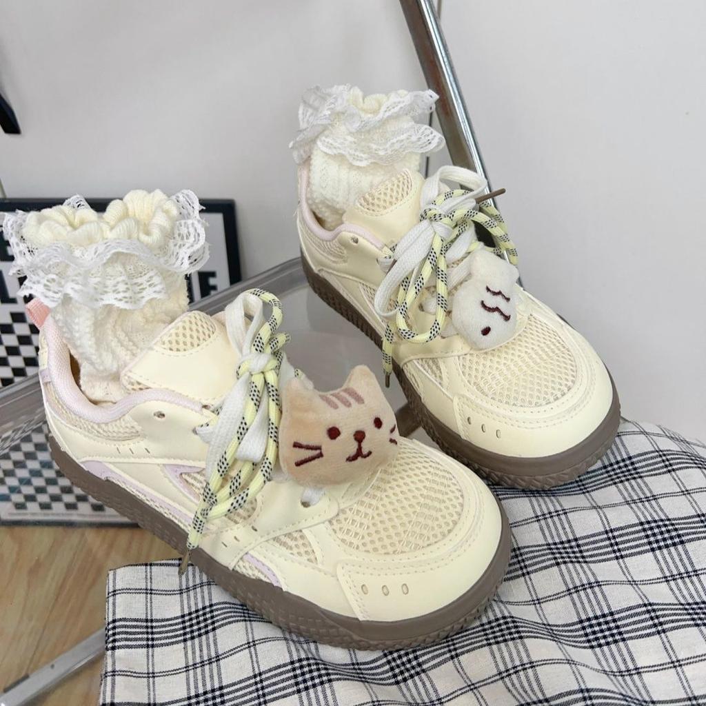 Розовые милые дышащие кеды в стиле кампус, летние сладкие тонкие туфли, женские студенческие кроссовки на мягкой подошве