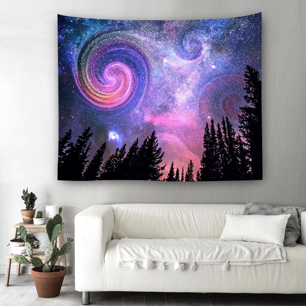 Digital Forest Starry Night Sky Printing Wall Hanging Tapestry Home Decoration