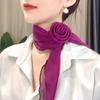 Women Breathable Rose Decor Chiffon Sunscreen Silk Scarf Neckerchief Neck Collar Anti-UV Thin